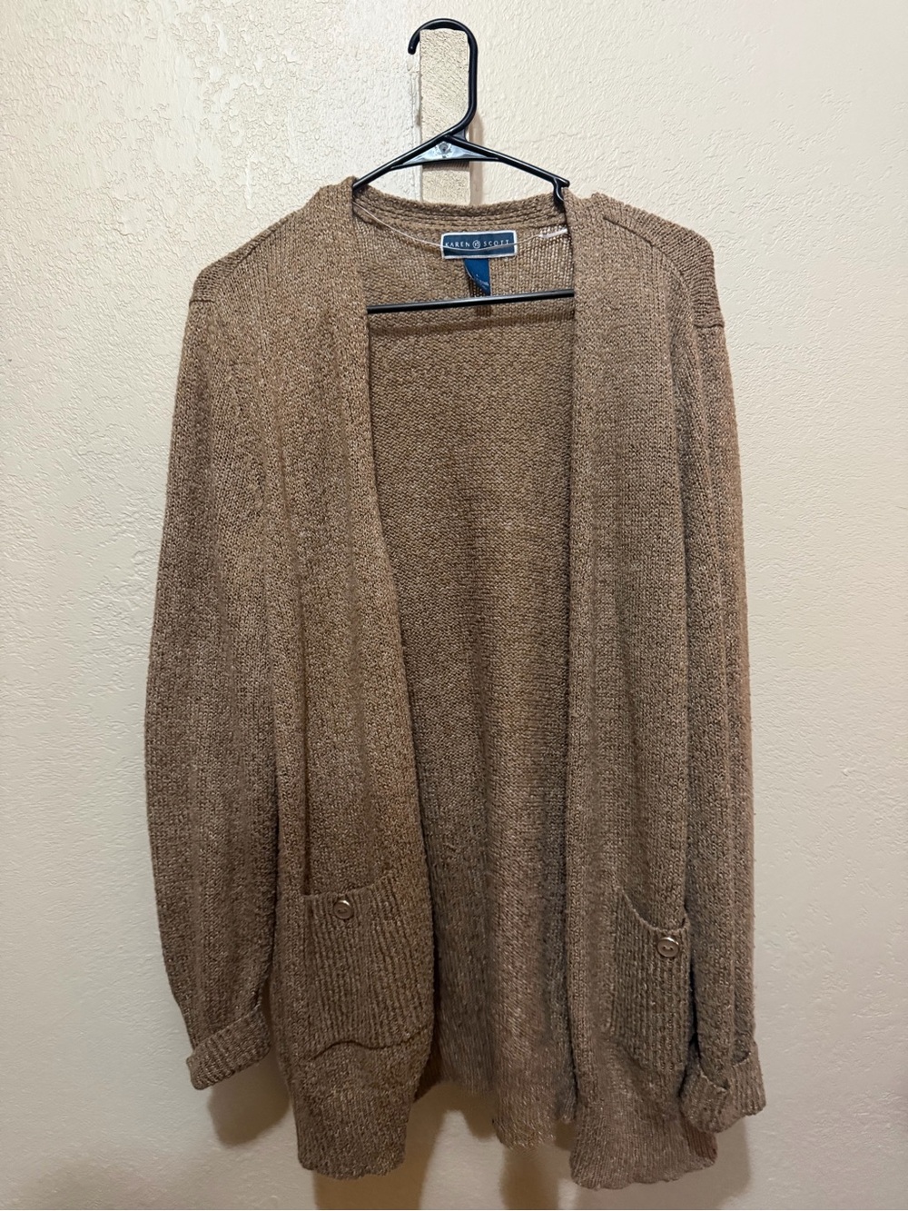 Brown Open-Front Cardigan Sweater